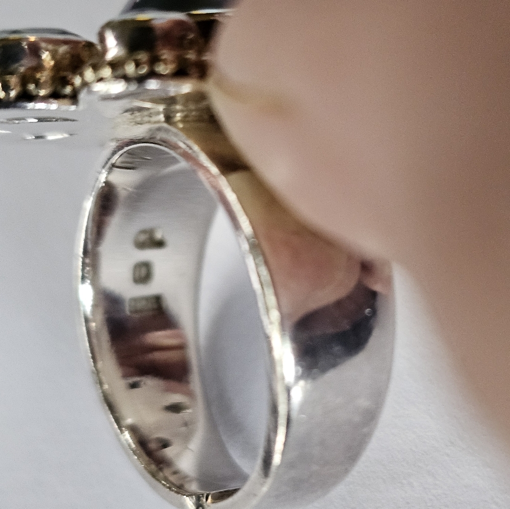 Exquisite Vintage Mabe Pearl, Swiss Topaz, Iolite Ring Sterling Silver Size 7! - Picture 4 of 8